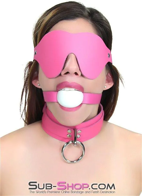 1665A      Kept Woman Locking Hot Pink Leather Bondage Collar