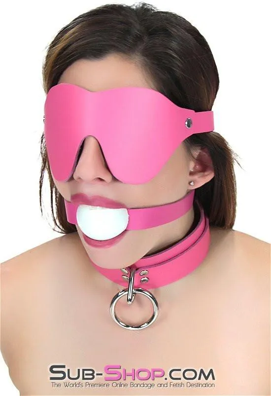 1665A      Kept Woman Locking Hot Pink Leather Bondage Collar