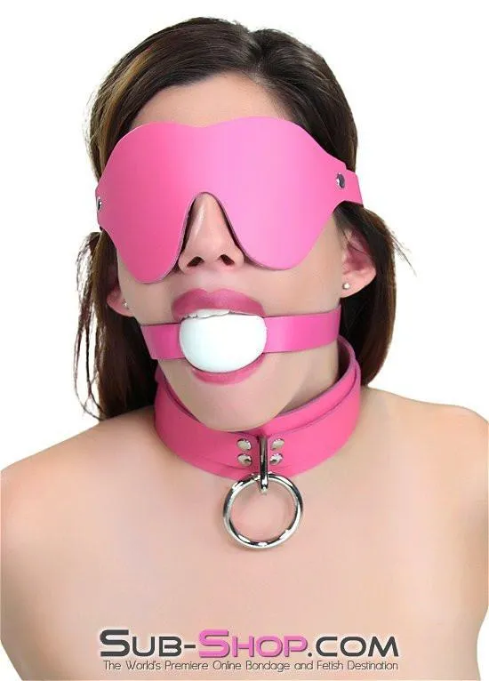 1665A      Kept Woman Locking Hot Pink Leather Bondage Collar