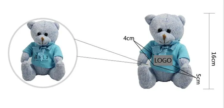 16cm Colourful Knitted Teddy Bear Plush Toy