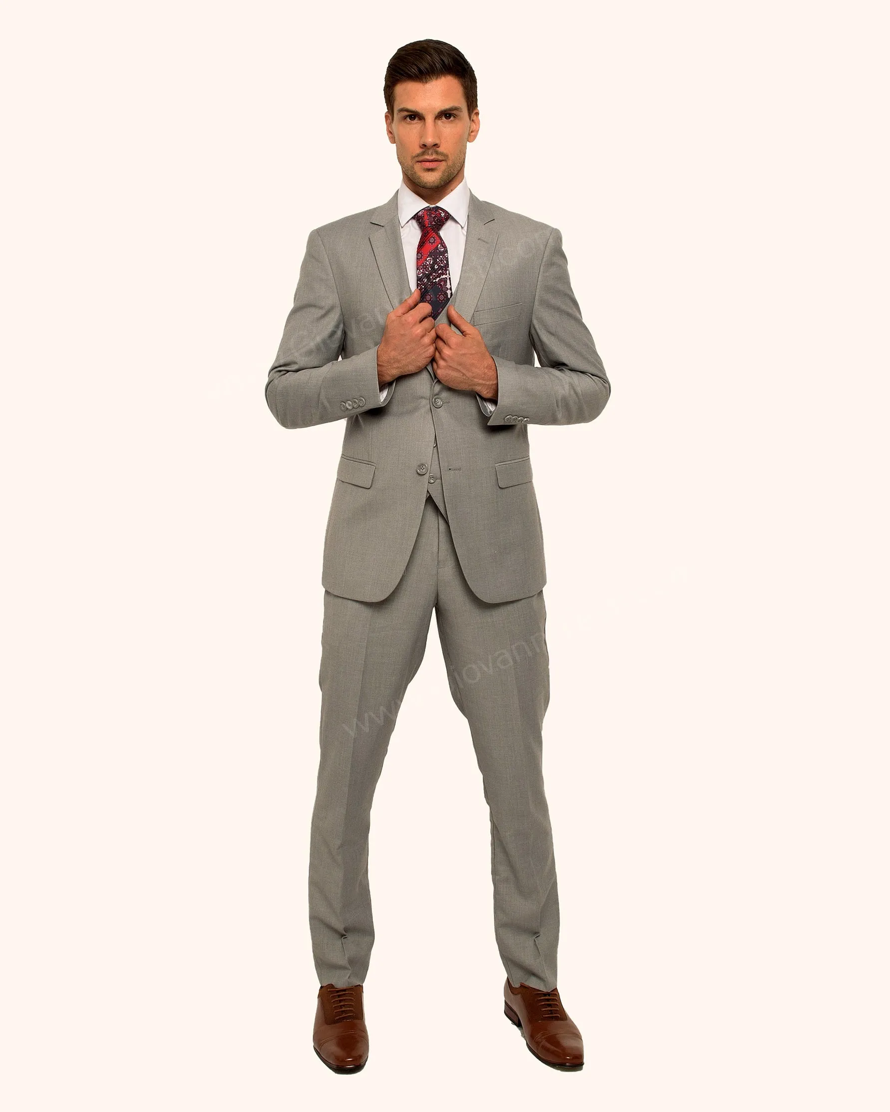 2 Button Notch Lapel Silver Slim Fit Suit FF2SV-4030