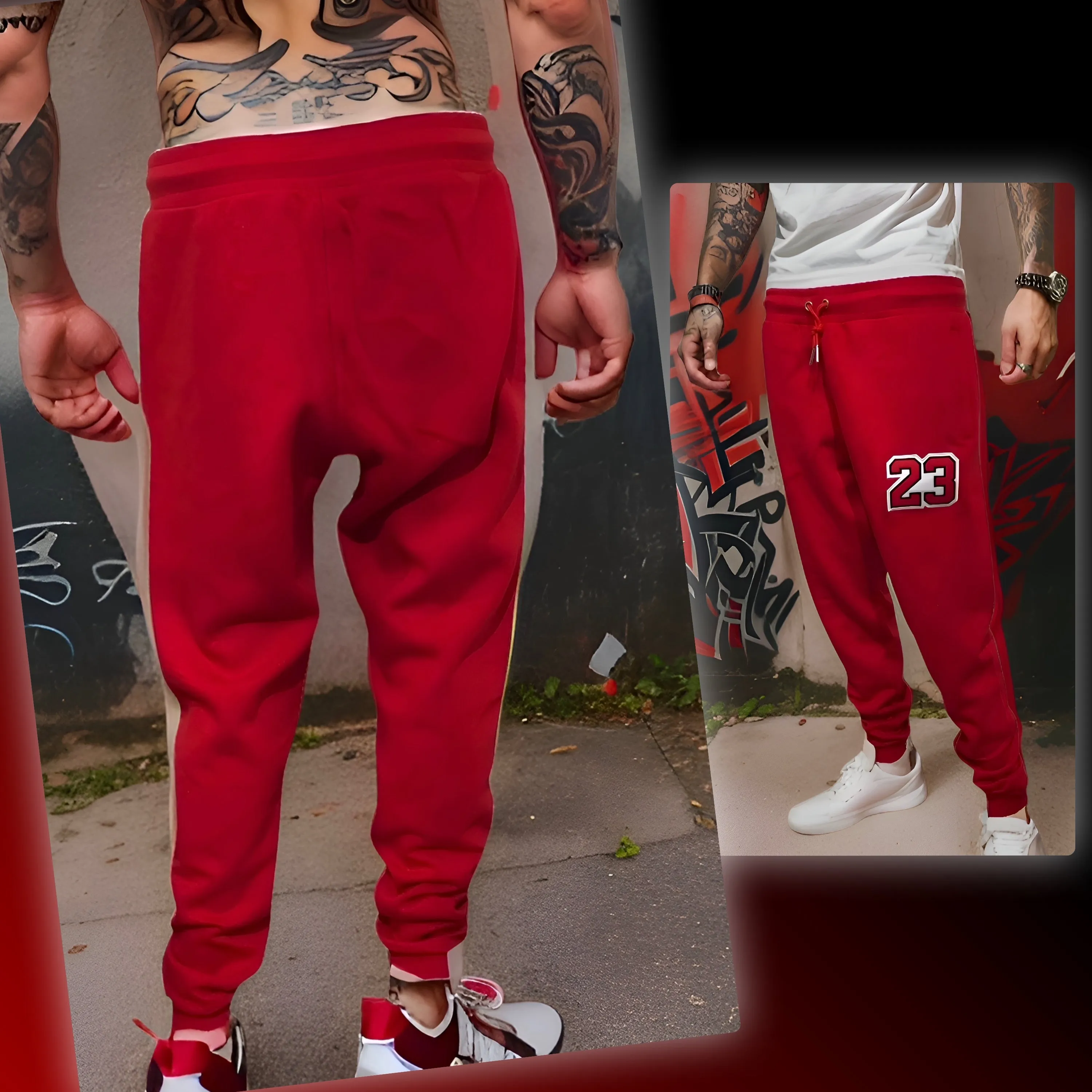 ^23^ (RED-BLACK) JOGGER SWEATPANTS