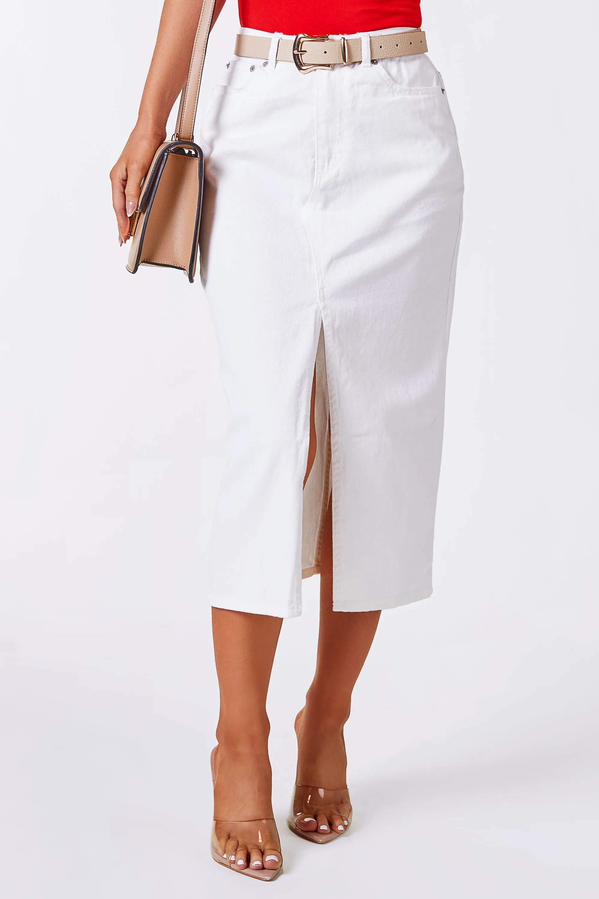 Alice White Denim Slit Skirt