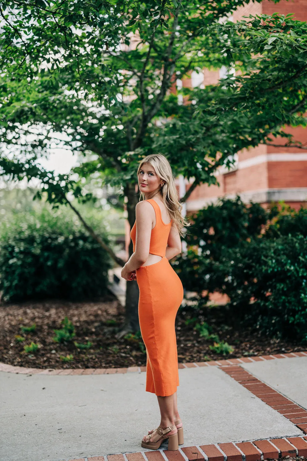 All I Need Knit Midi Dress - Orange