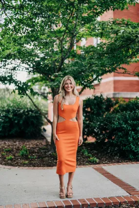 All I Need Knit Midi Dress - Orange