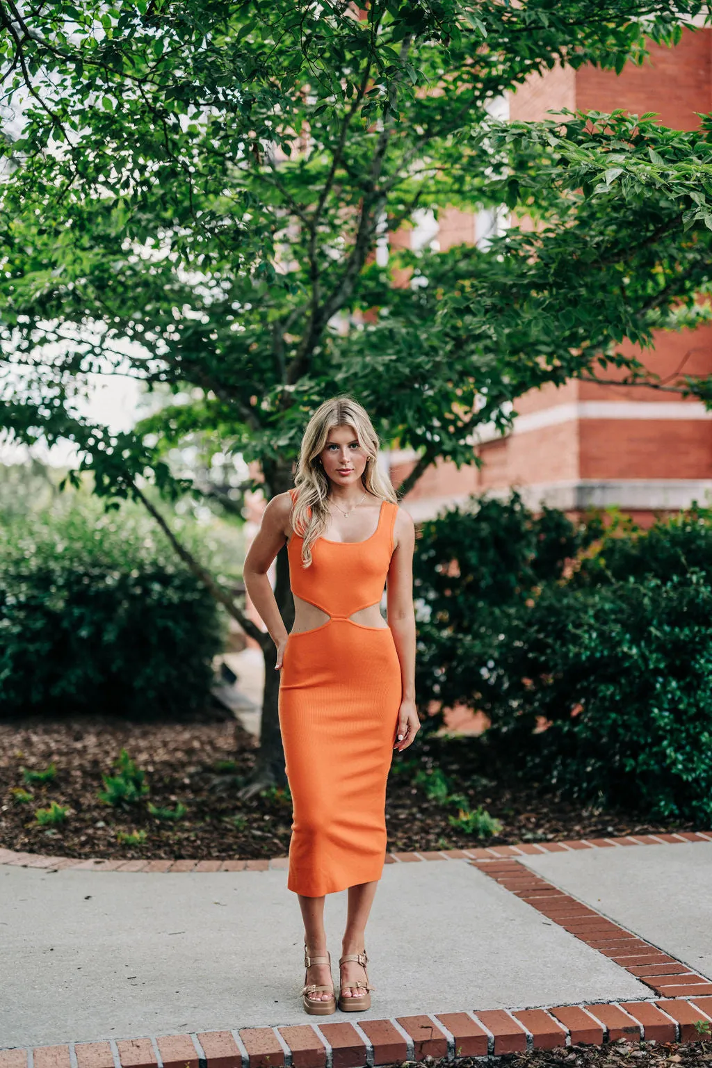 All I Need Knit Midi Dress - Orange