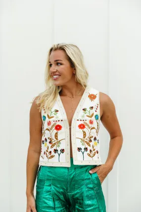 All Over Embroidered Vest - Multi