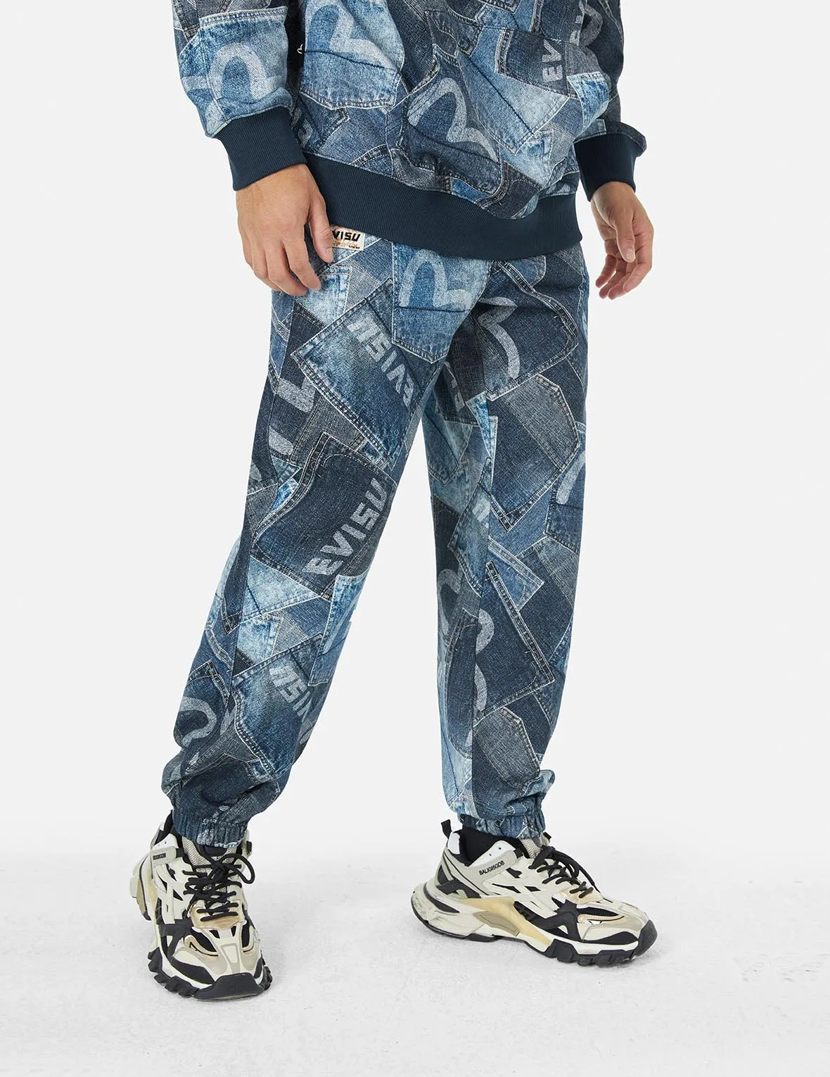 Allover Logo and Seagull Pocket Digital Print Loose Fit Sweatpants