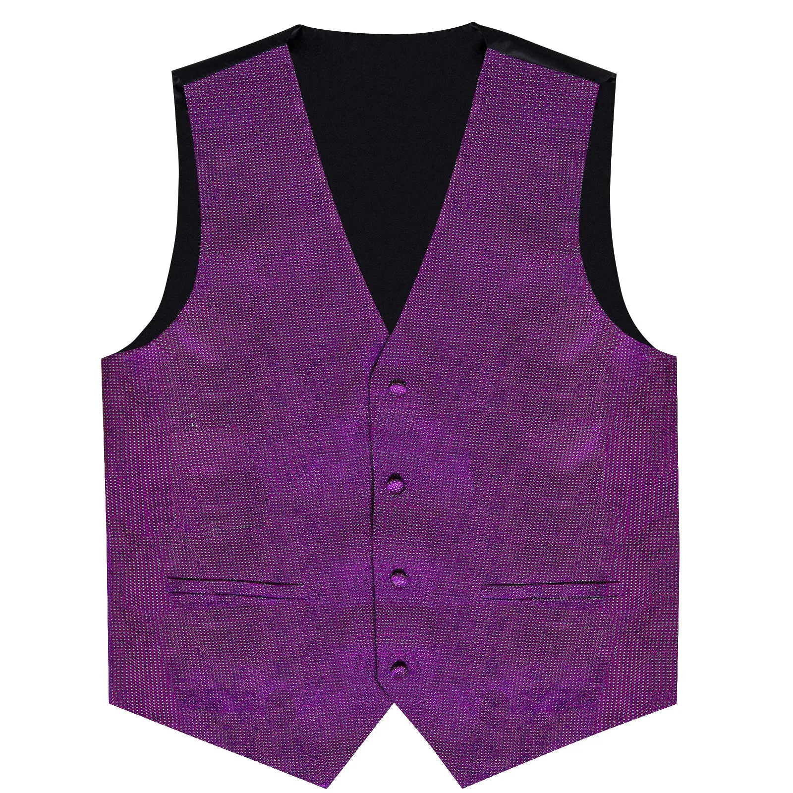 Amethyst Purple Solid Shiny Men's Vest Bowtie Hanky Cufflinks Set Waistcoat Suit Set