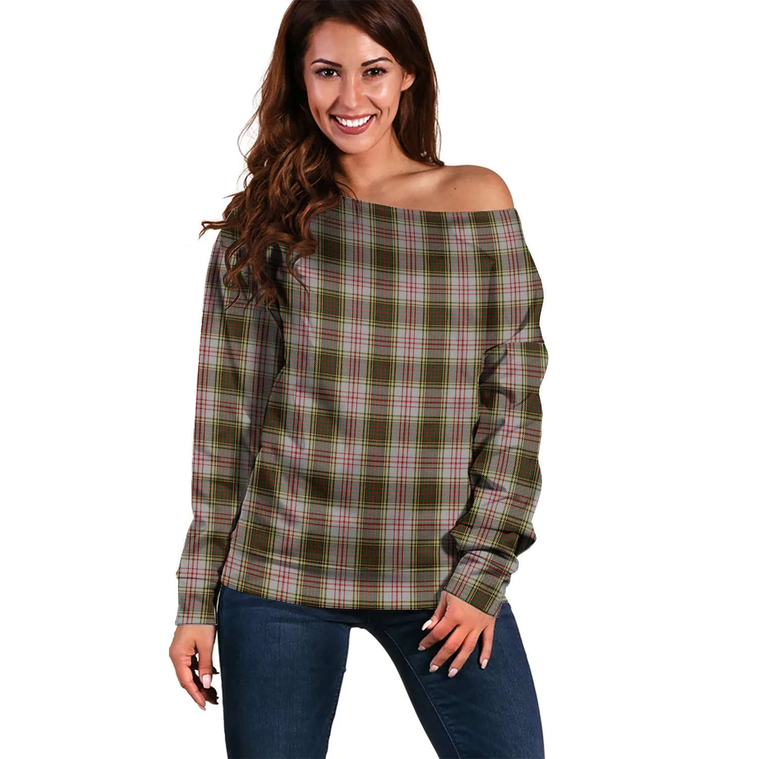 Anderson Dress Tartan Off Shoulder Women Sweater