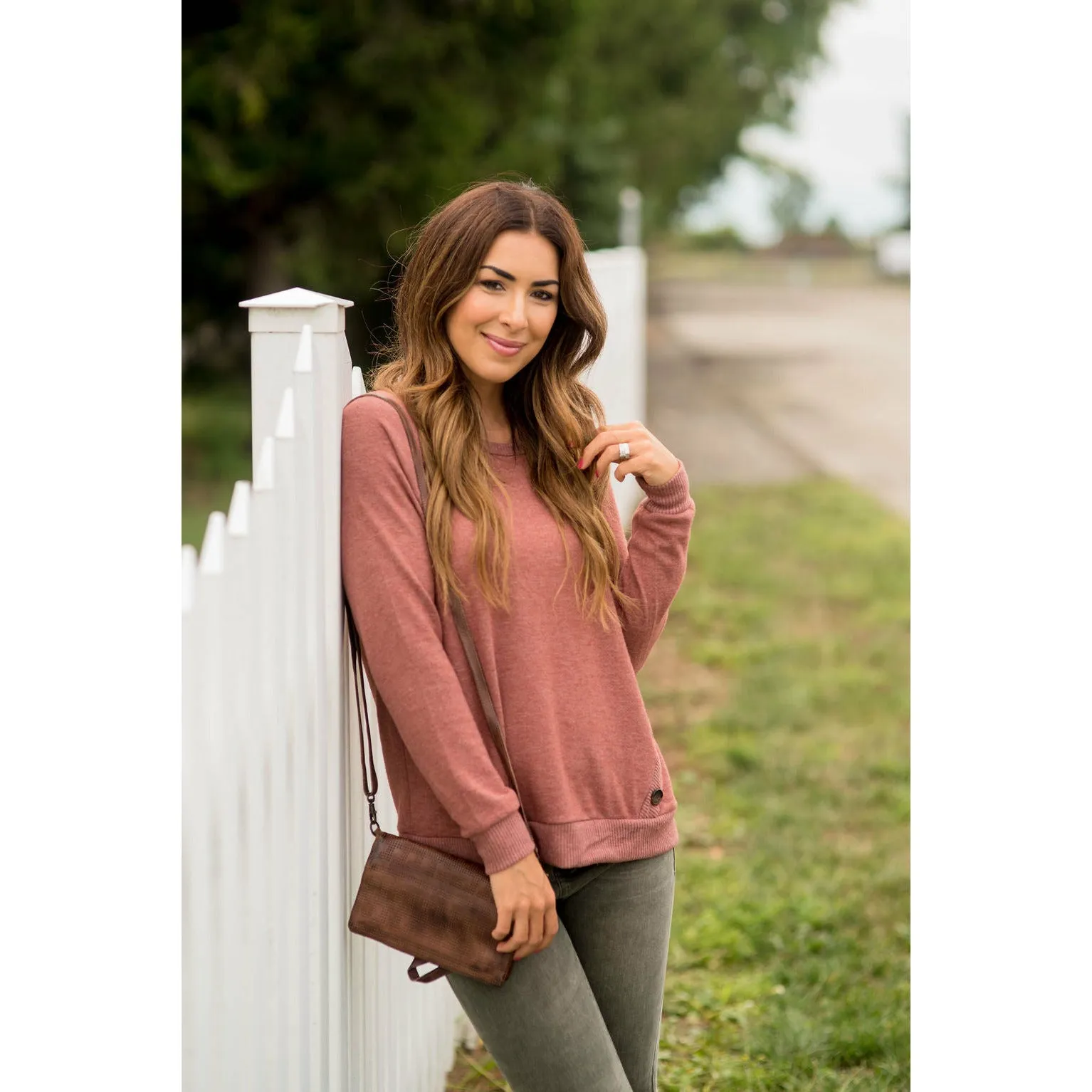 Angled Side Button Sweater