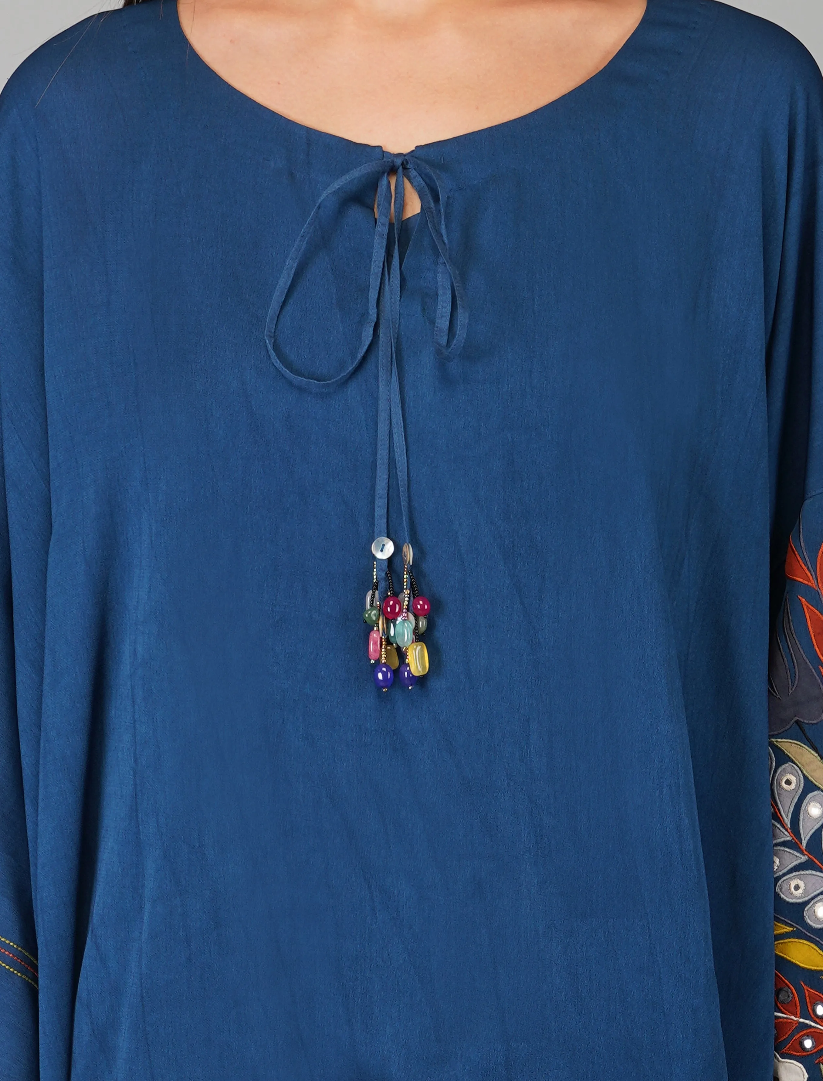 APPLIQUE SLEEVES EGYPTIAN BLUE CAPE SET