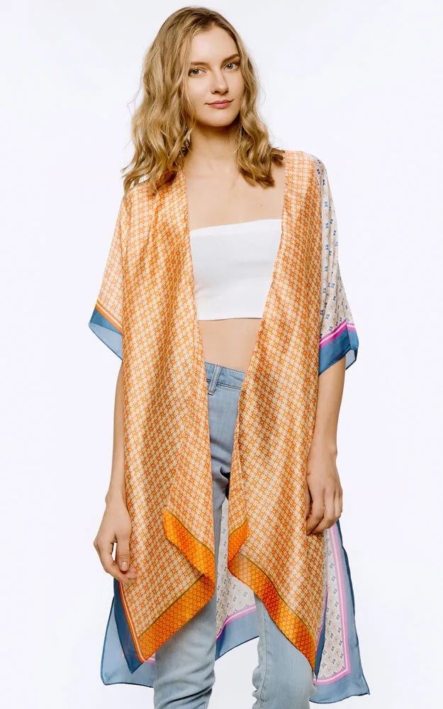 BAAP8073 Multi Pattern Cover Up Kimono