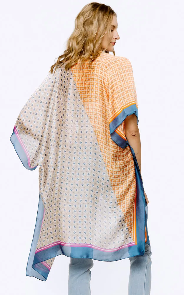 BAAP8073 Multi Pattern Cover Up Kimono