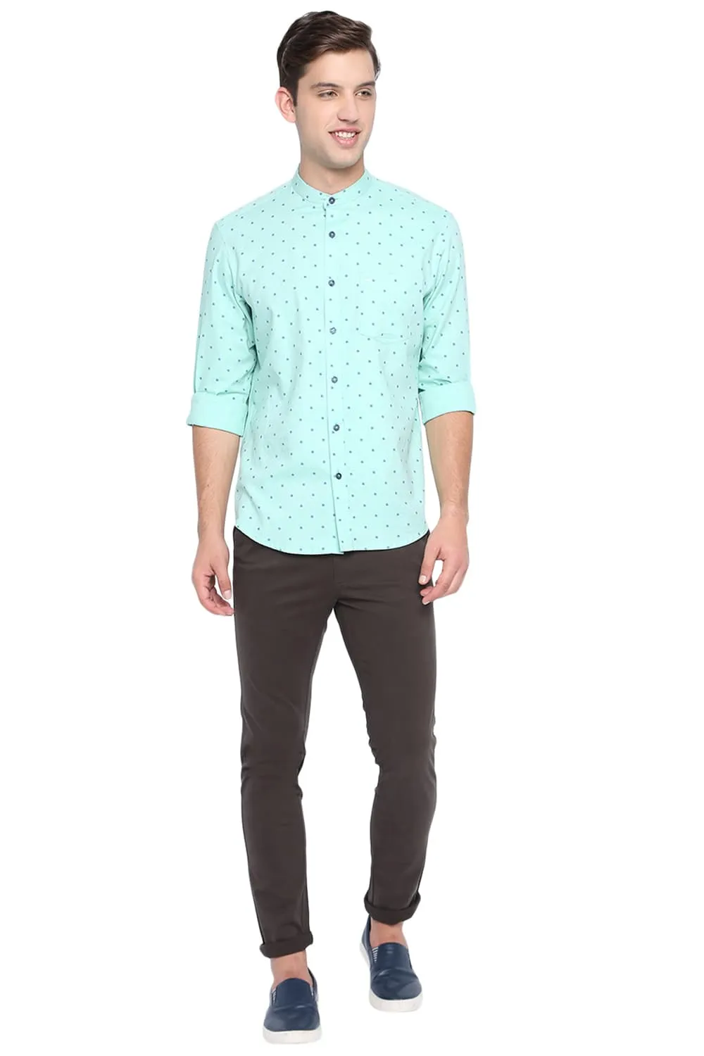 Basics Slim Fit Printed Oxford Shirt