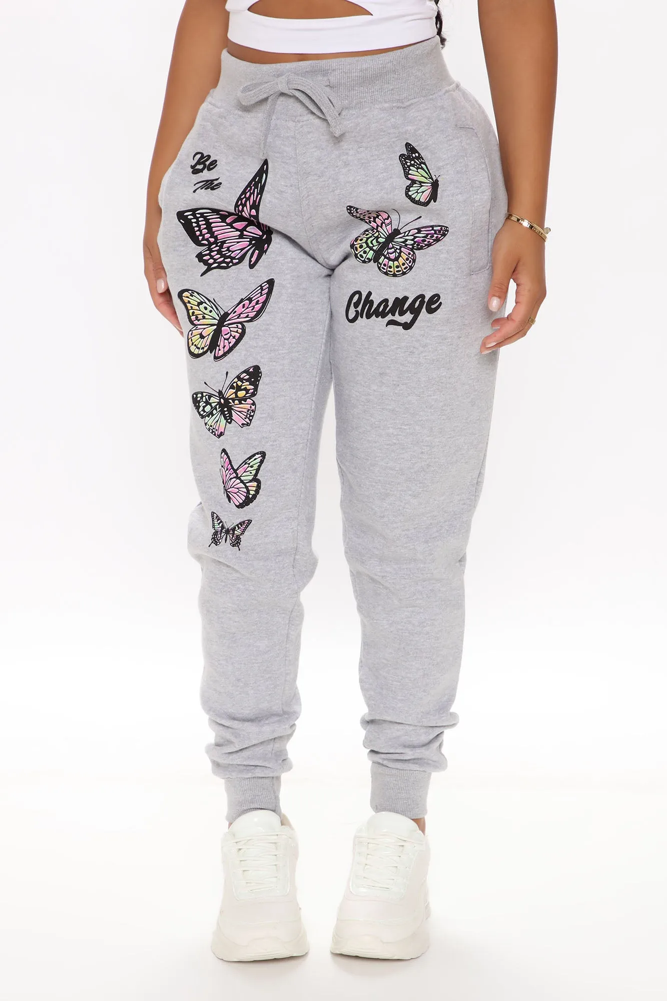 Be The Change Butterfly Sweatpants - Heather Grey