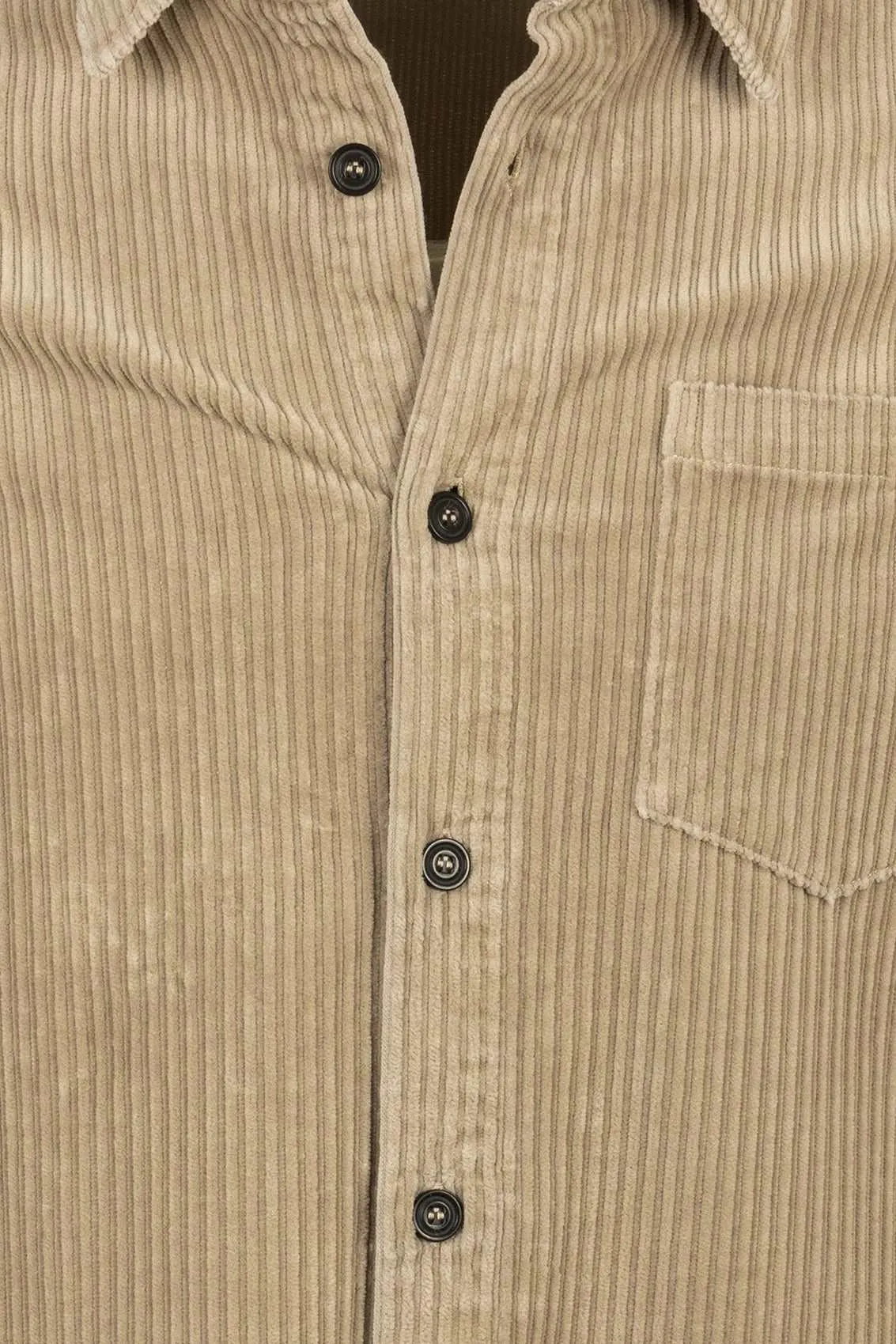 Beige Cotton-Stretch Corduroy Overshirt w/ Moon Badge - Paul & Shark