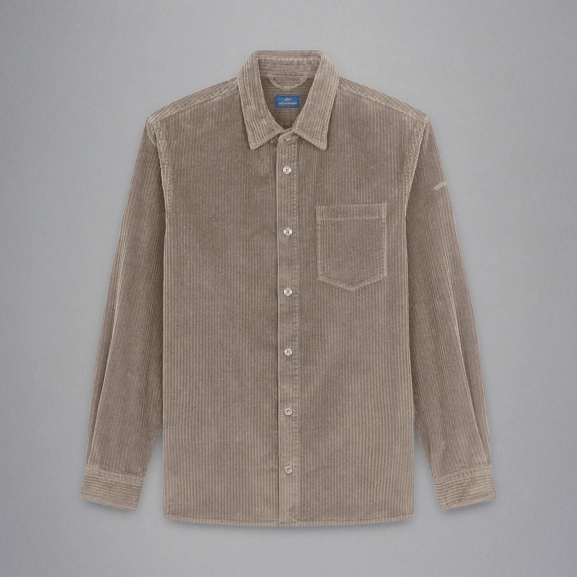 Beige Cotton-Stretch Corduroy Overshirt w/ Moon Badge - Paul & Shark