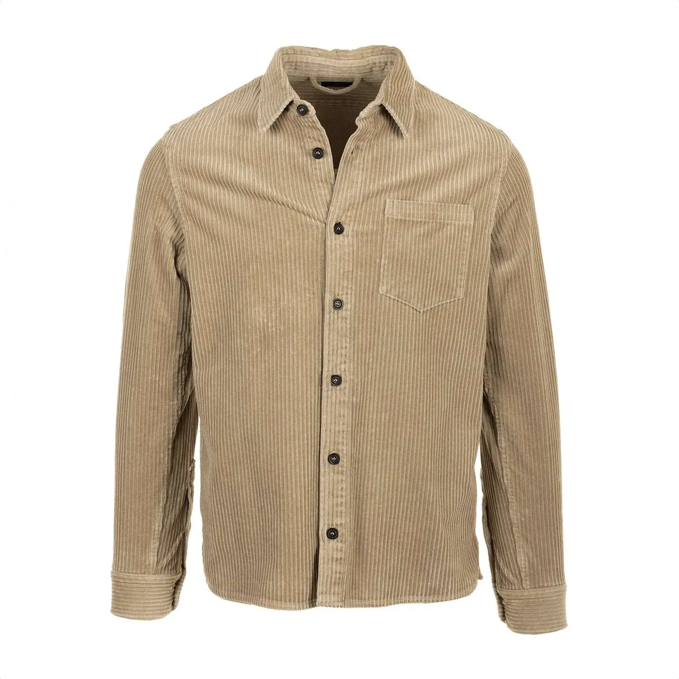 Beige Cotton-Stretch Corduroy Overshirt w/ Moon Badge - Paul & Shark