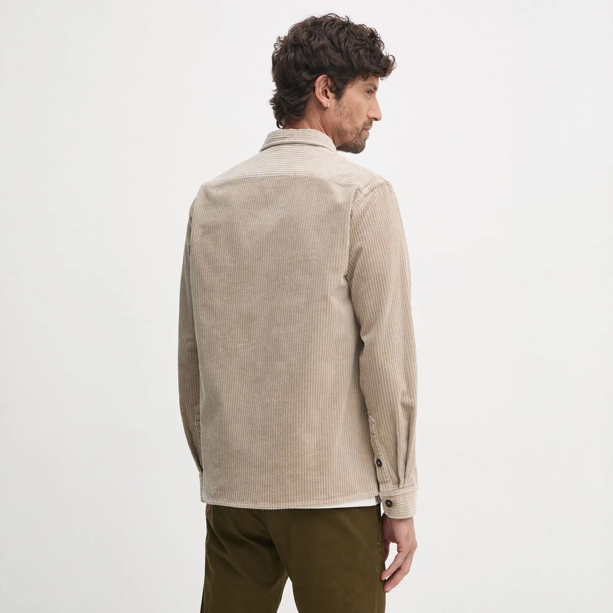 Beige Cotton-Stretch Corduroy Overshirt w/ Moon Badge - Paul & Shark