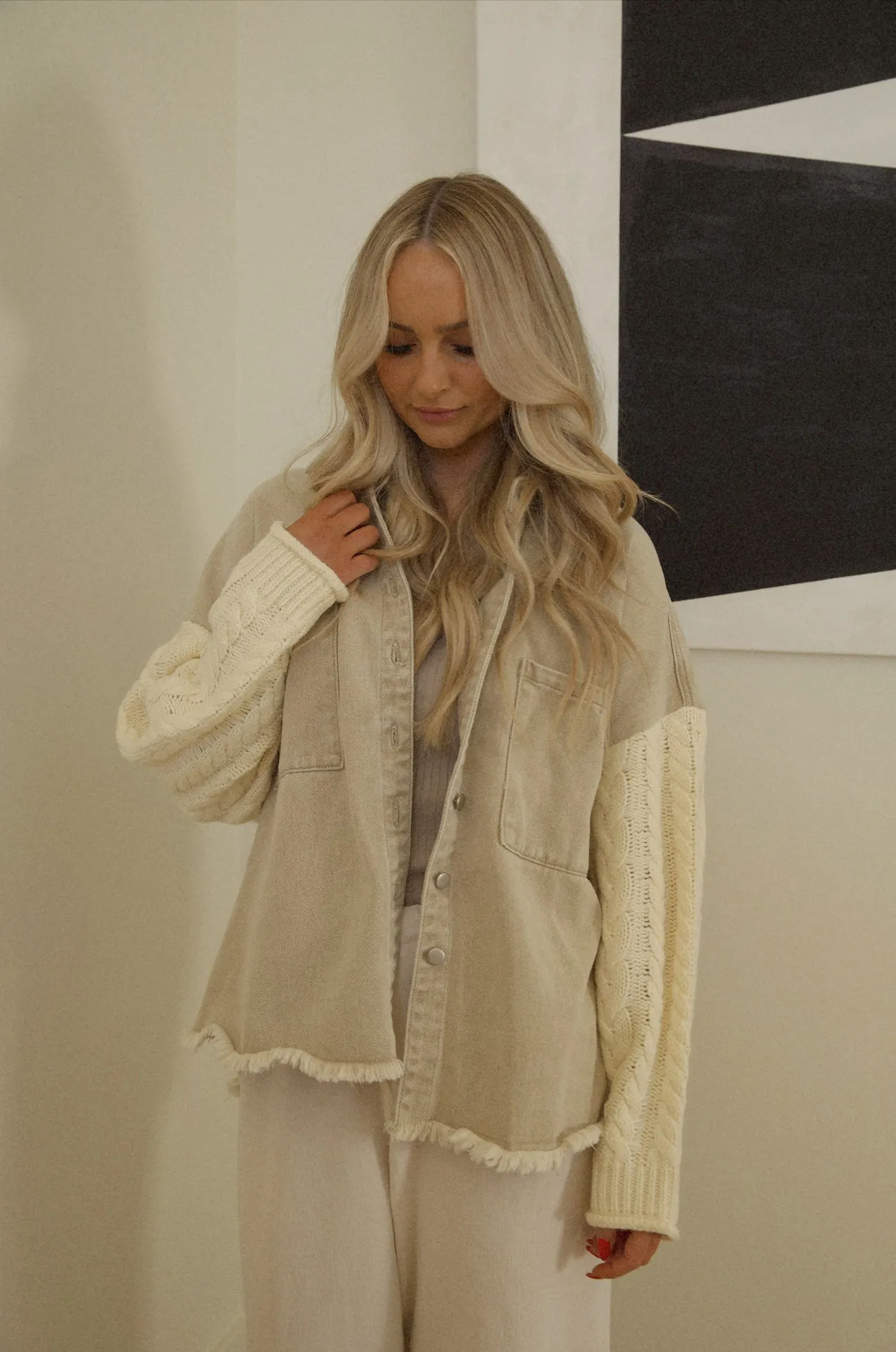 Beige Sweater Shacket