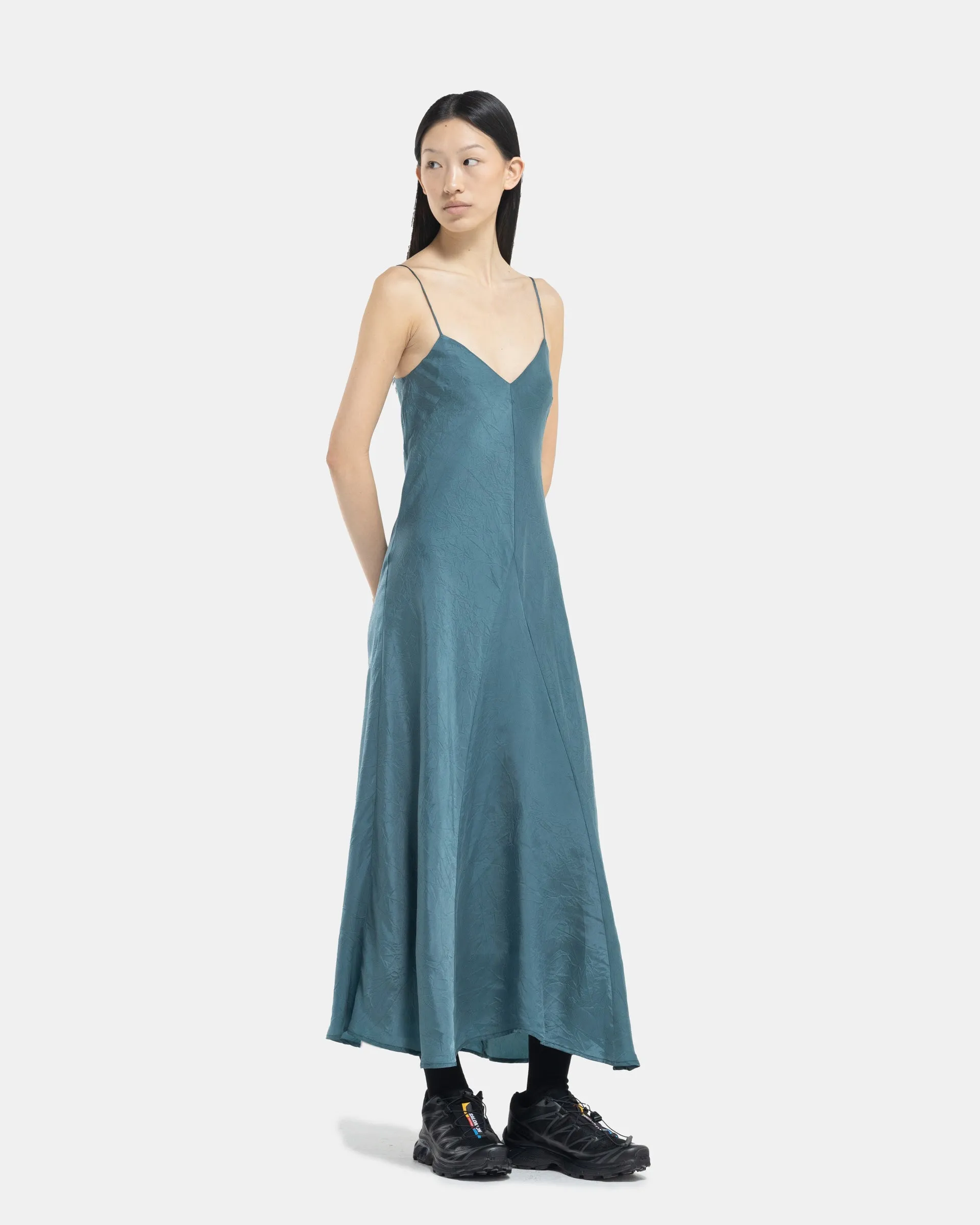 Bias Slip Dress in Blue