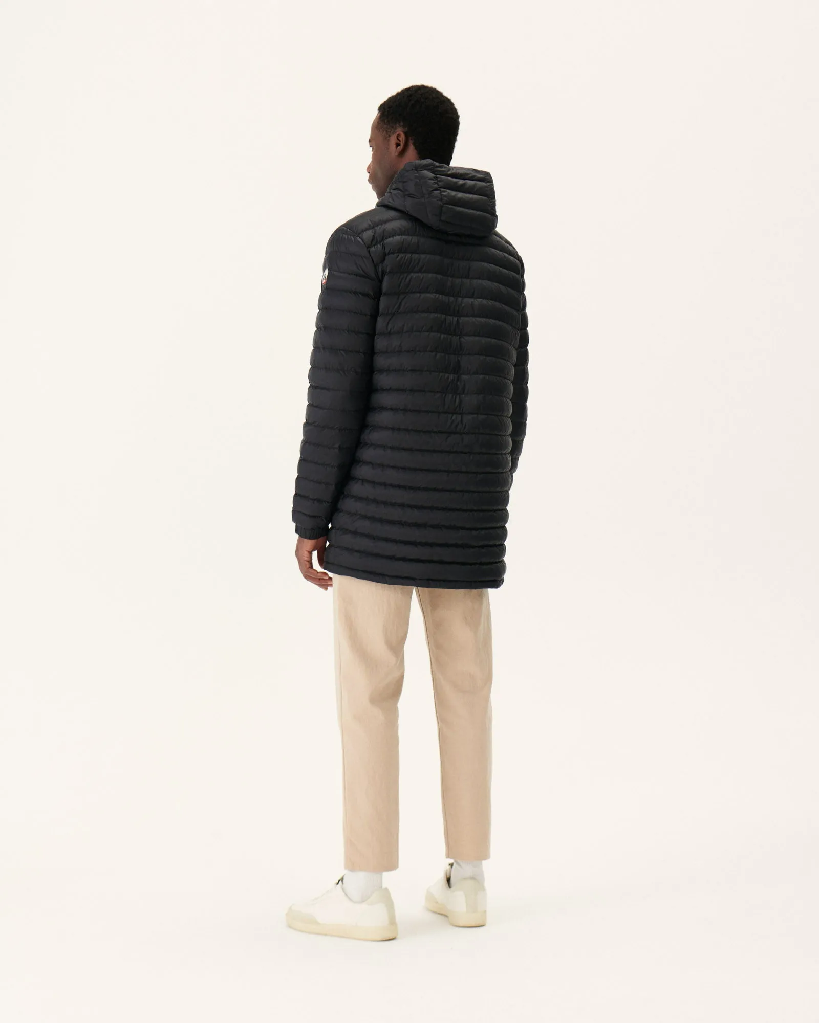 Black Amsterdam long reversible hooded puffer jacket