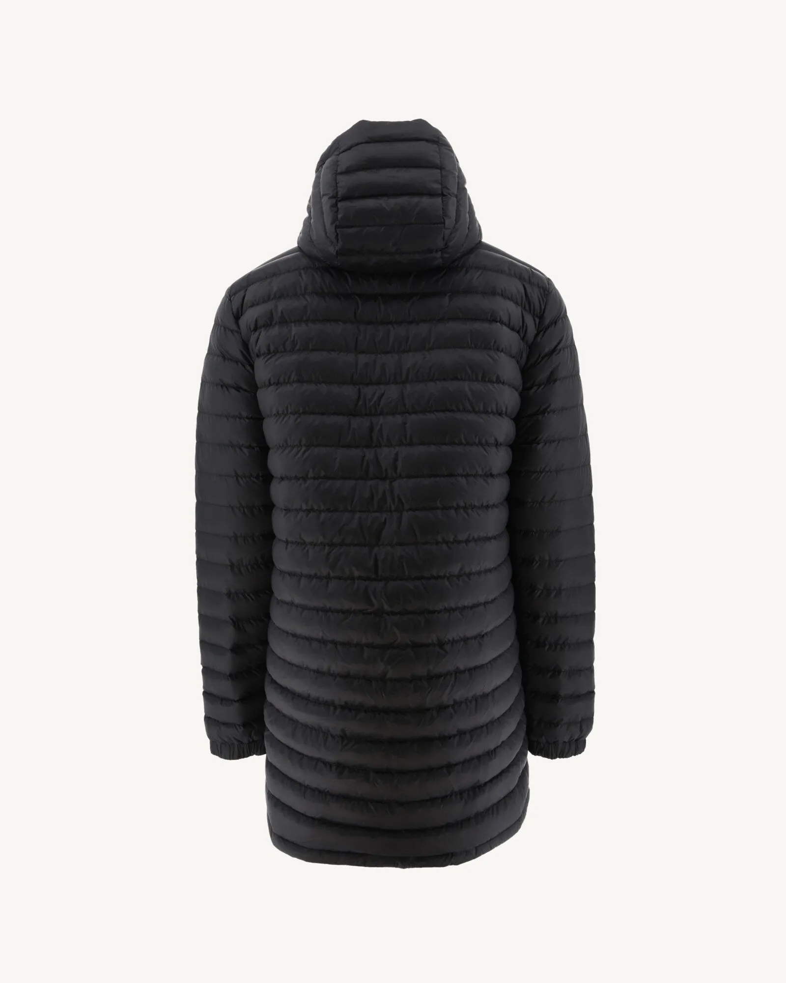 Black Amsterdam long reversible hooded puffer jacket