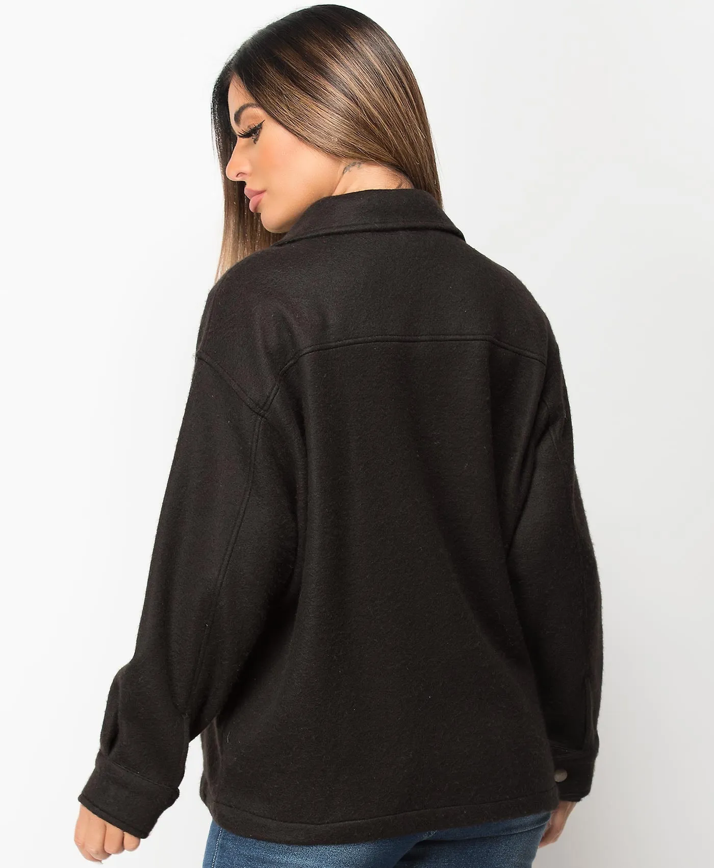 Black Fleece Oversized Plain Shirt Shacket