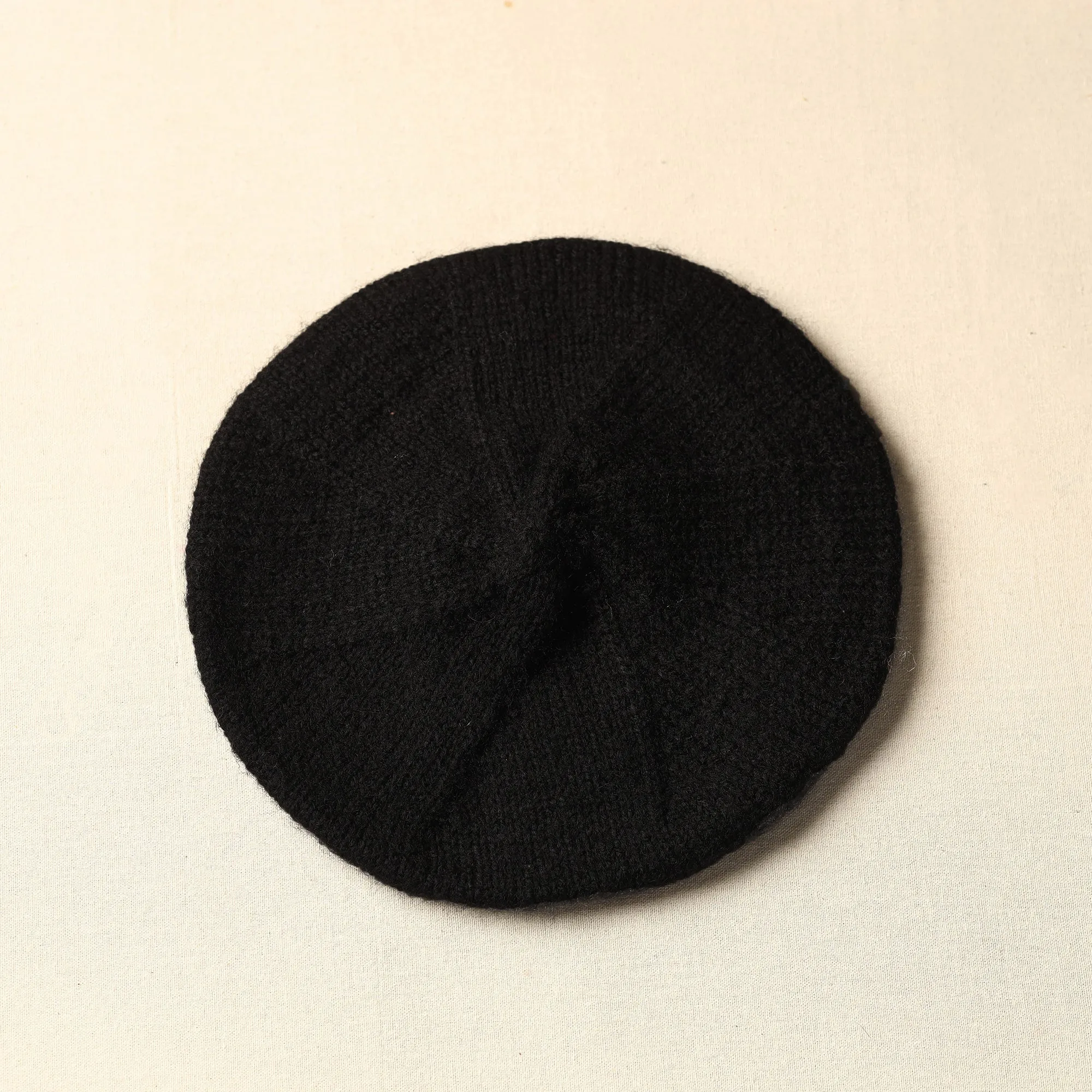 Black - Kumaun Hand Knitted Woolen Beret Cap 53