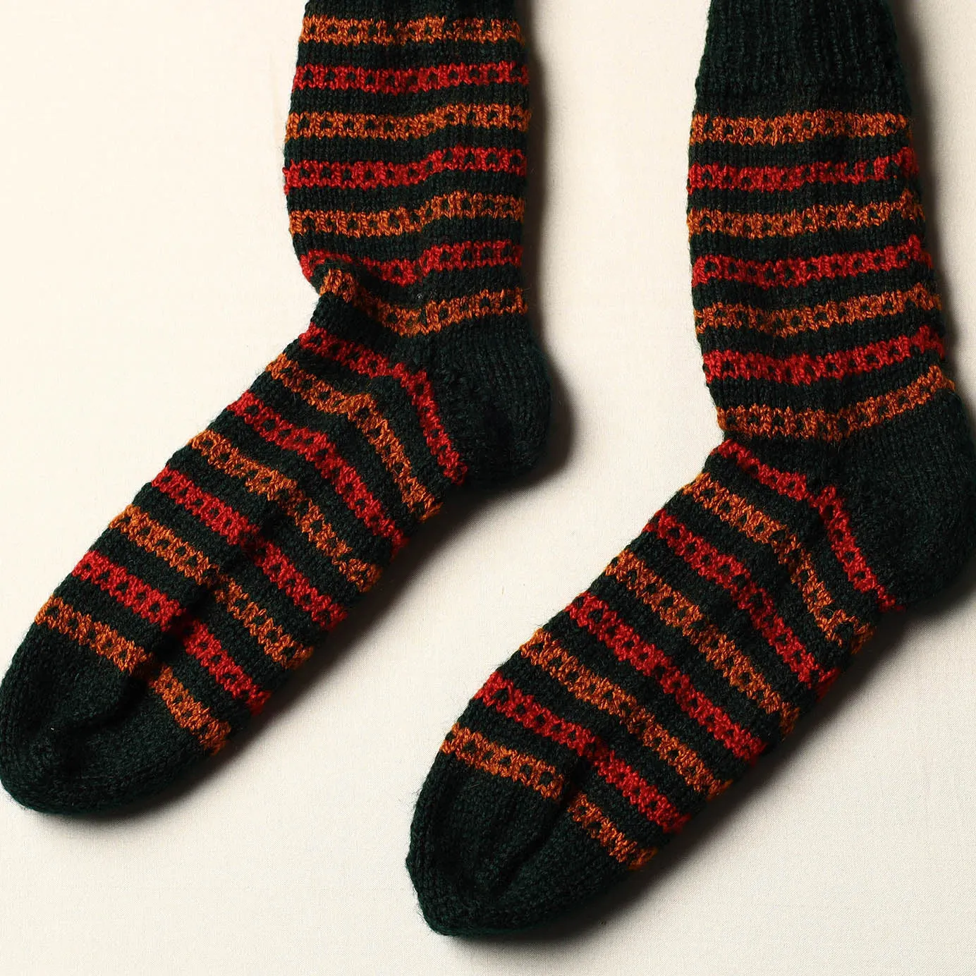 Black - Kumaun Hand Knitted Woolen Socks (Adult)