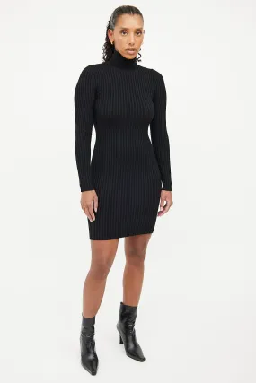 Black Rib Knit Bodycon Dress