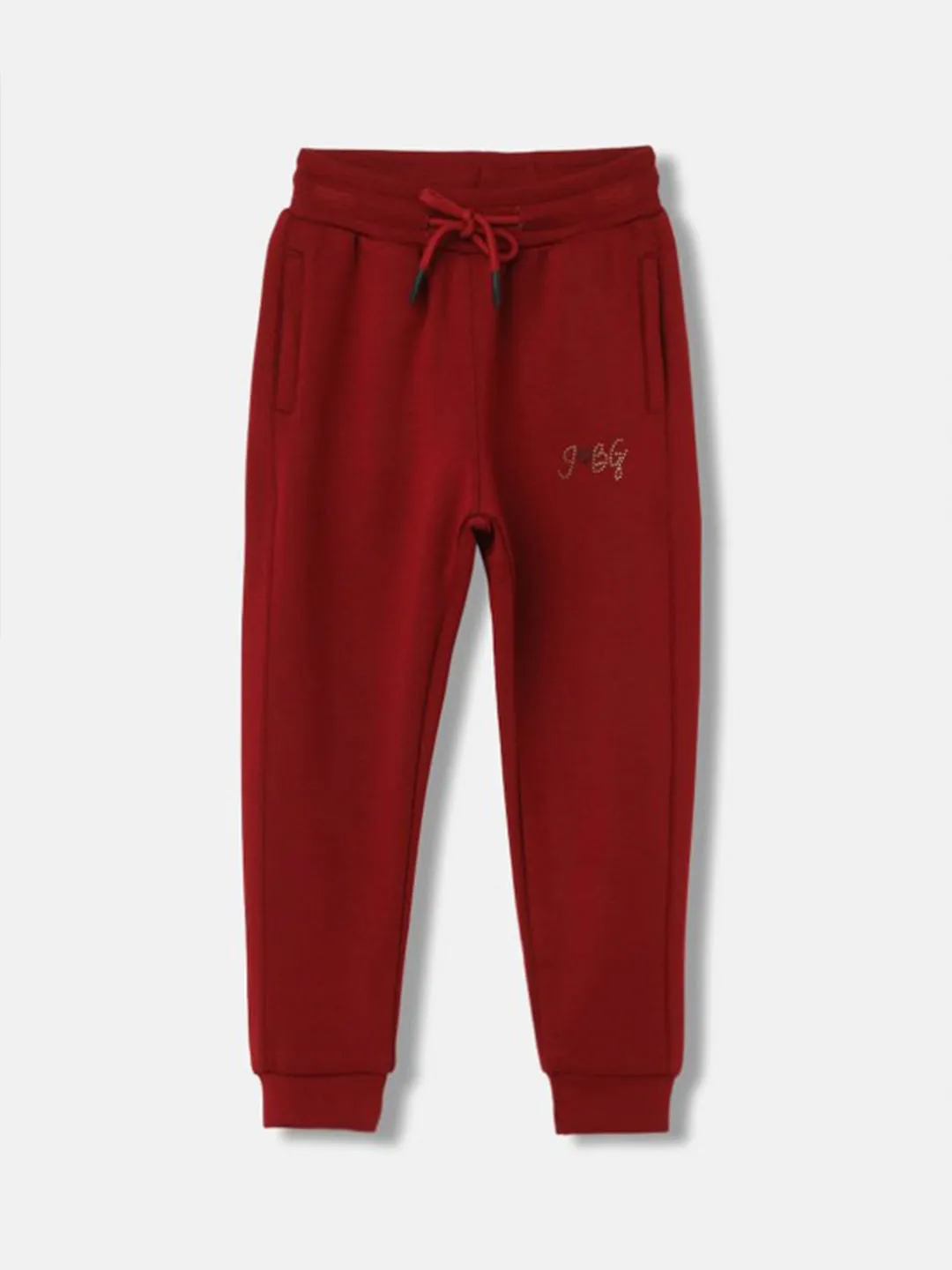 Blue Giraffe Girls Red Solid Regular Fit Joggers Style Sweatpant