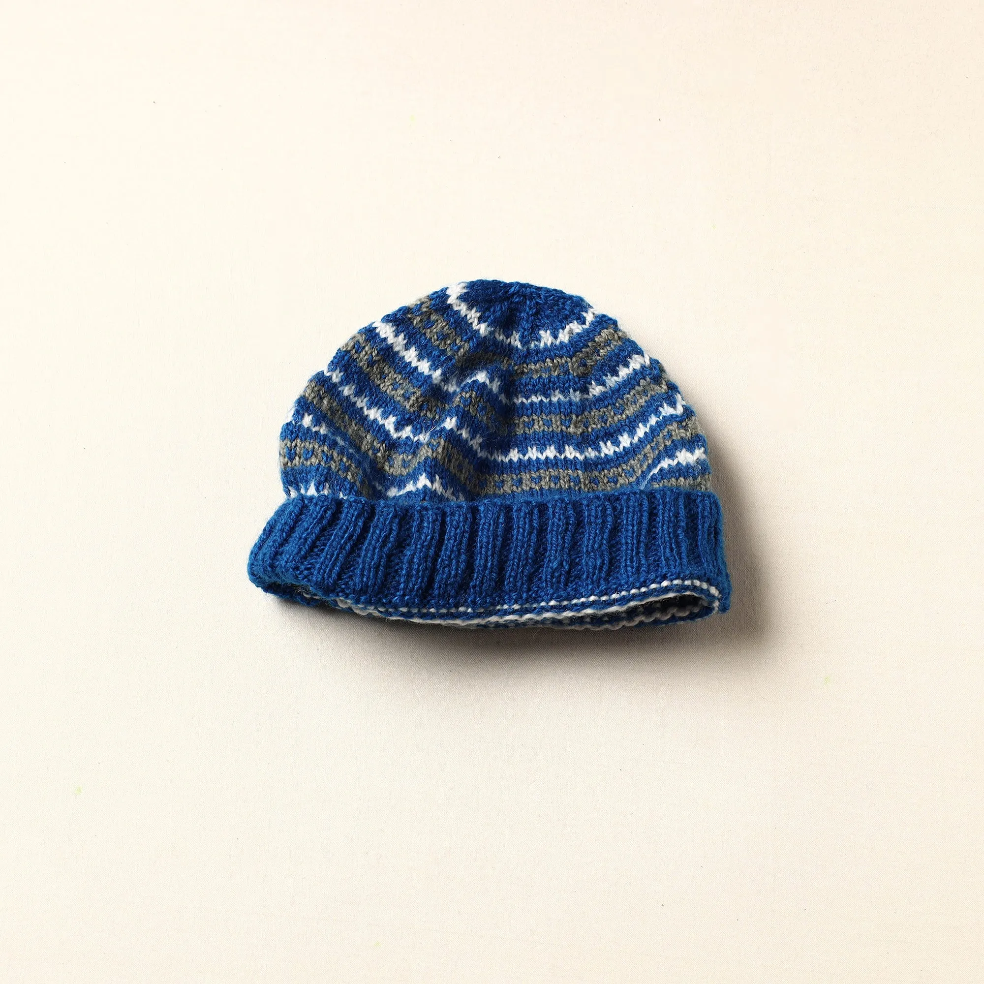 Blue - Kumaun Hand Knitted Woolen Cap