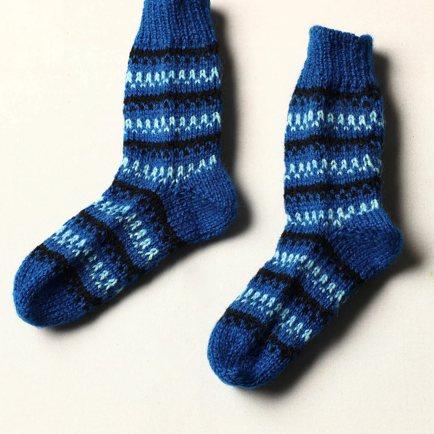 Blue - Kumaun Hand Knitted Woolen Socks (Kids)