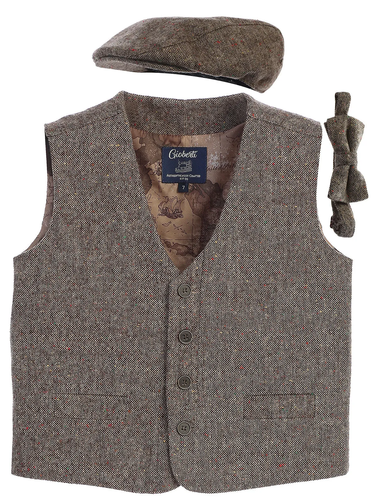 Boy's (8-16) 3pc Tweed Vest Set