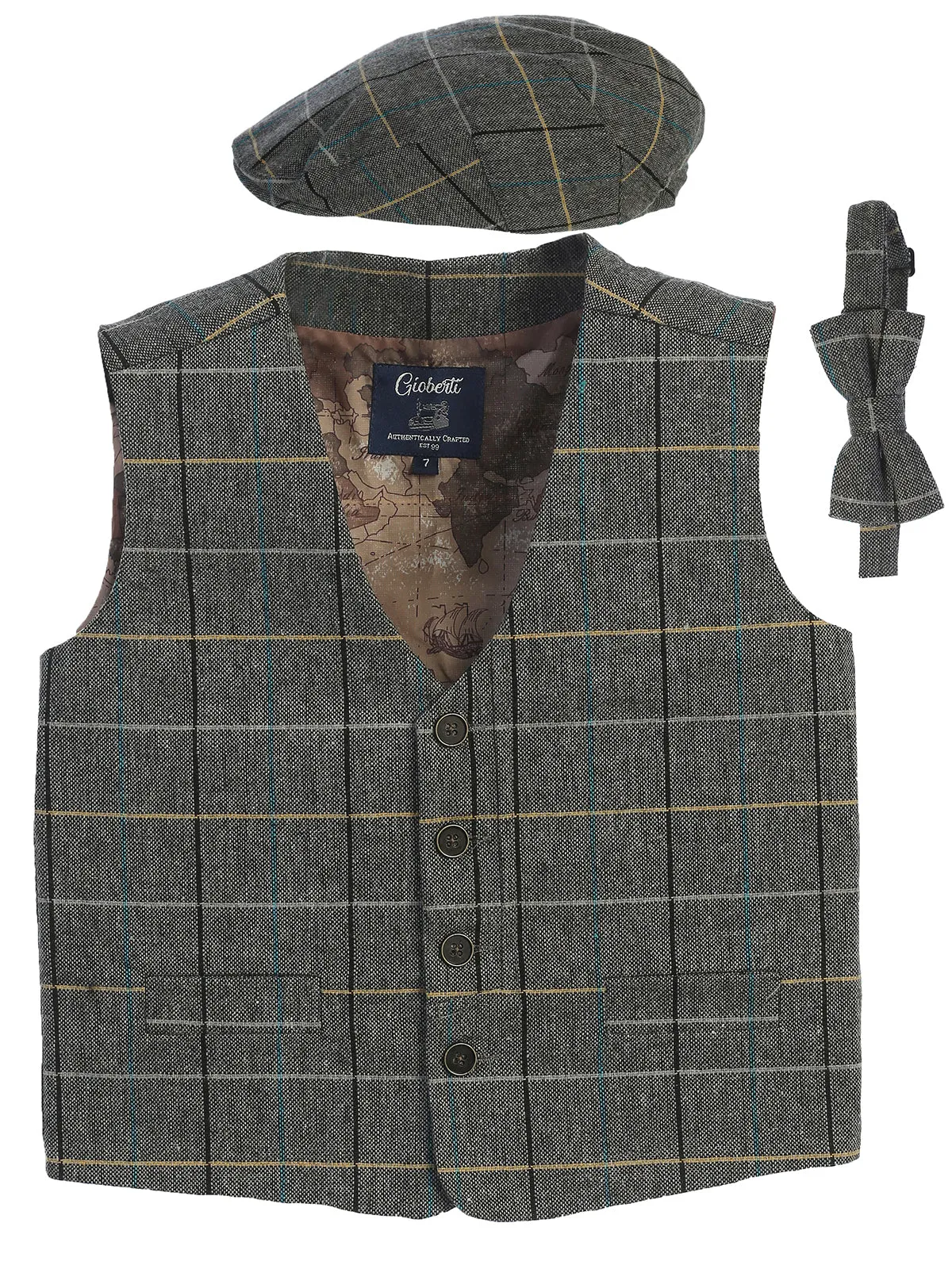 Boy's (8-16) 3pc Tweed Vest Set