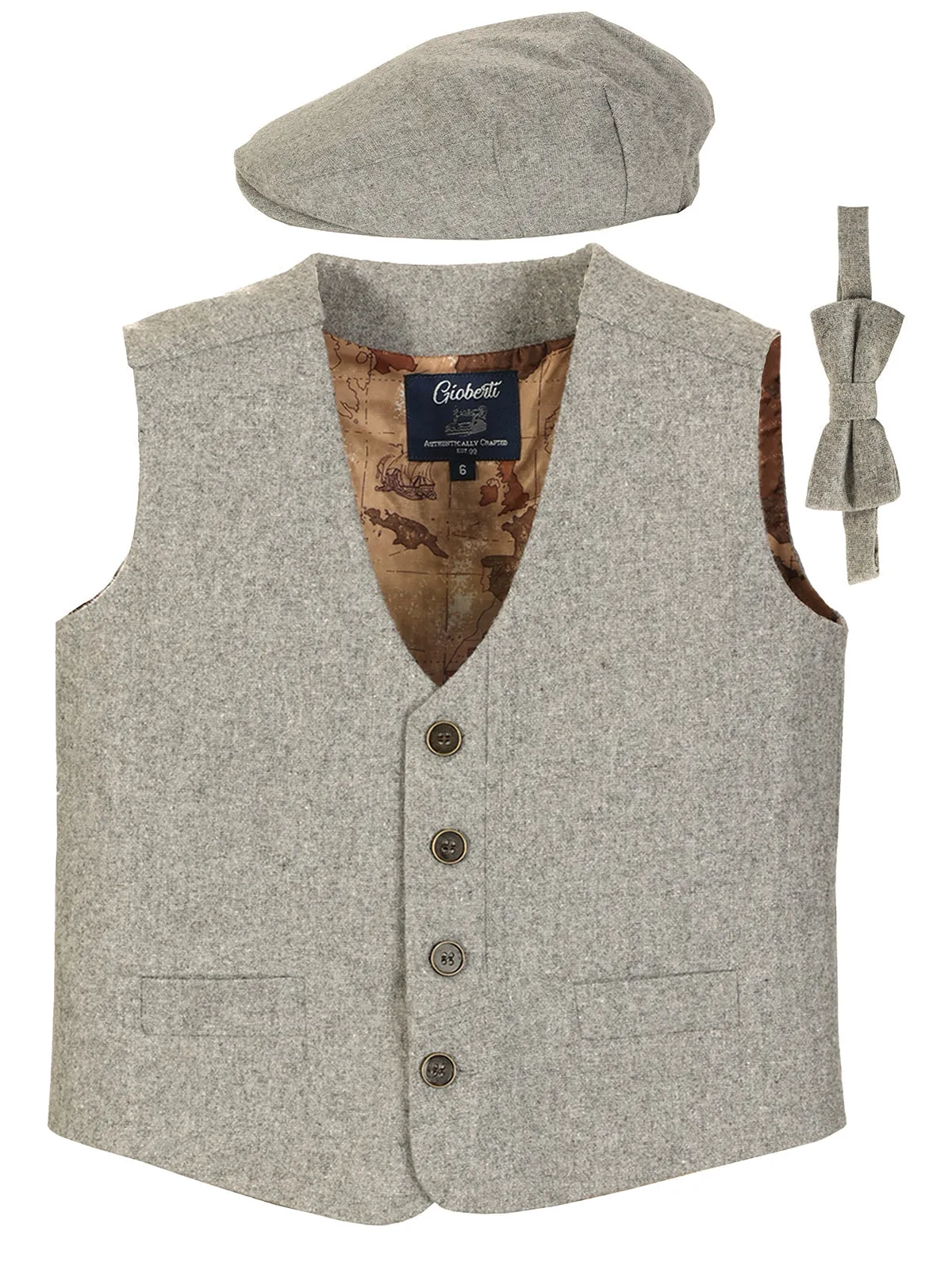 Boy's (8-16) 3pc Tweed Vest Set