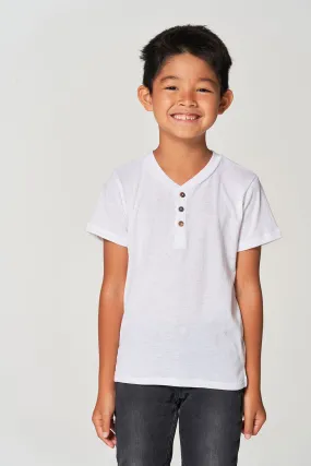 Boys Bella Jersey Short Sleeve Henley With Cocount Buttons