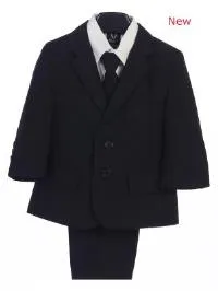 Boys Black  Suits 5 pc Jacket  Suit By Lito 3582