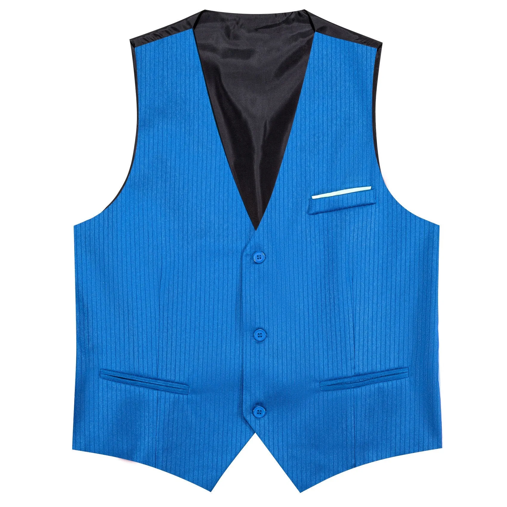 Bright Blue Solid Men's V-Neck Business Vest