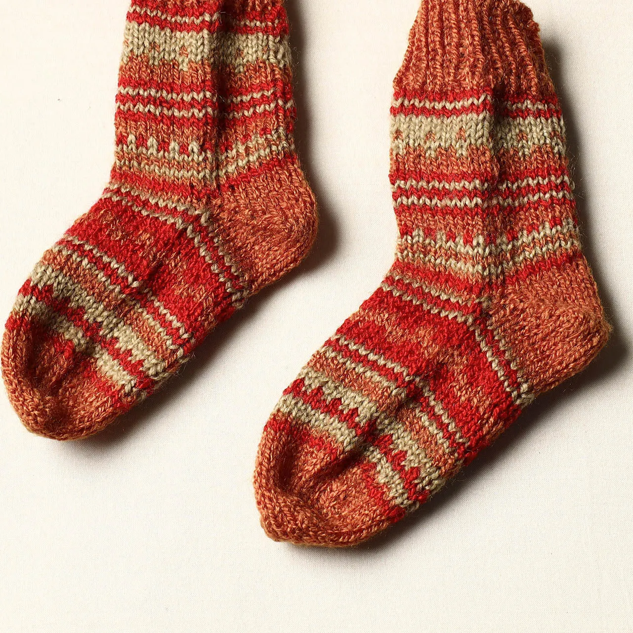 Brown - Kumaun Hand Knitted Woolen Socks (Kids)