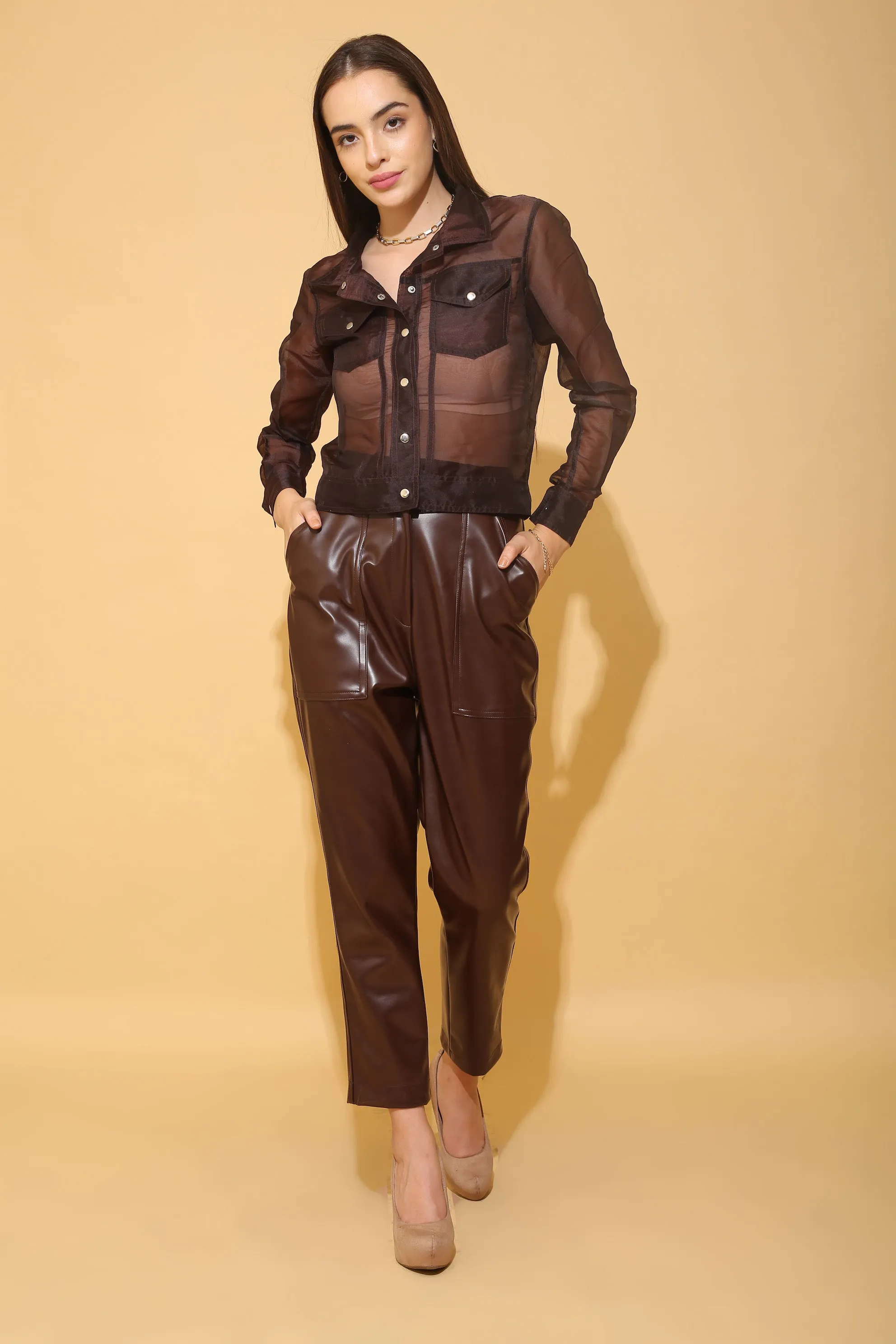 Brown Organza Shacket