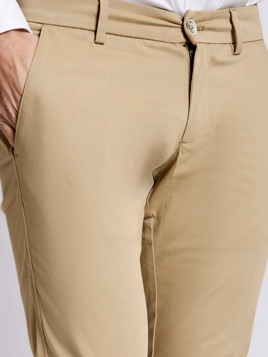 Bruun & Stengade Men Beige Solid Slim Fit Trouser