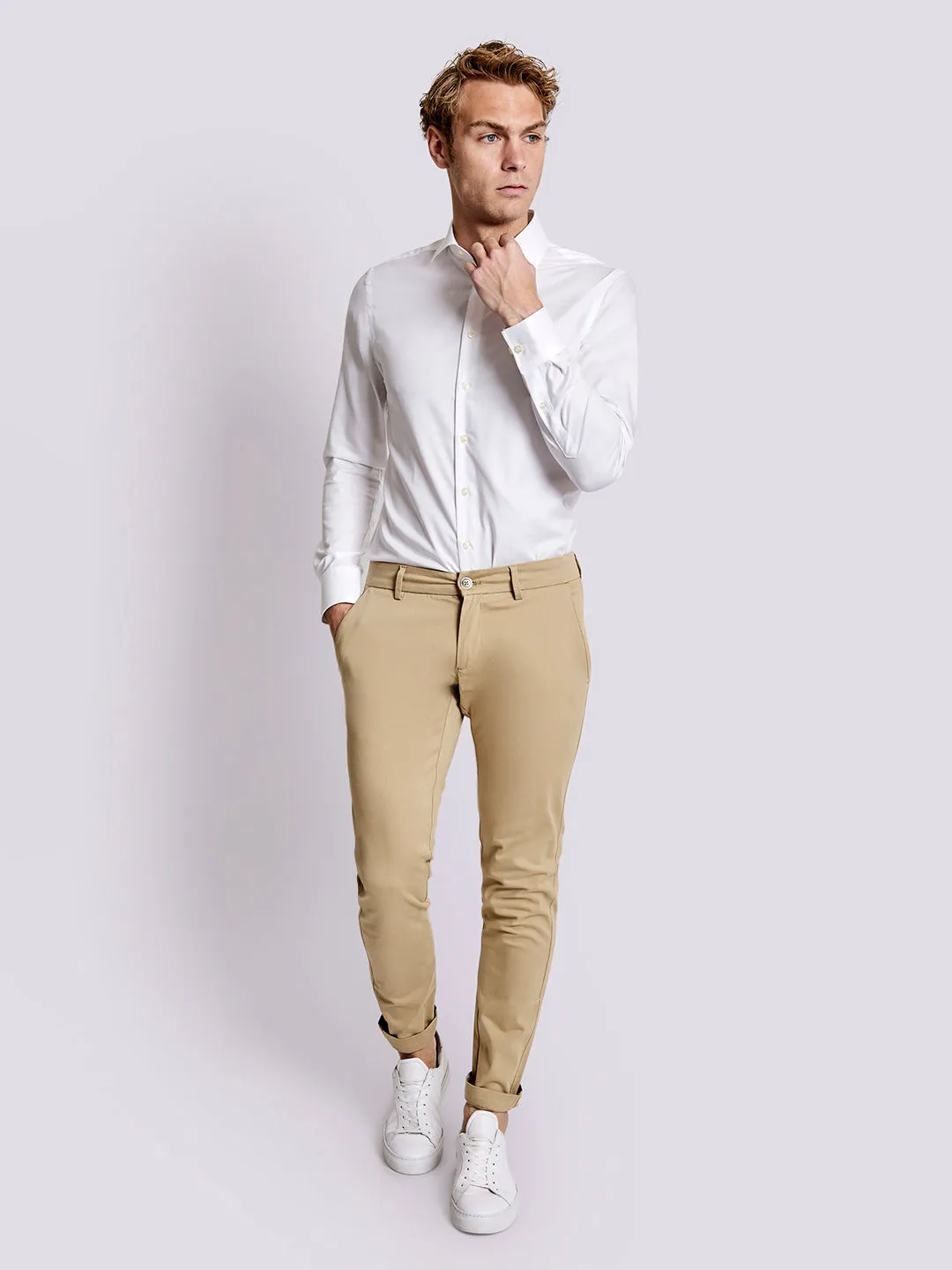 Bruun & Stengade Men Beige Solid Slim Fit Trouser