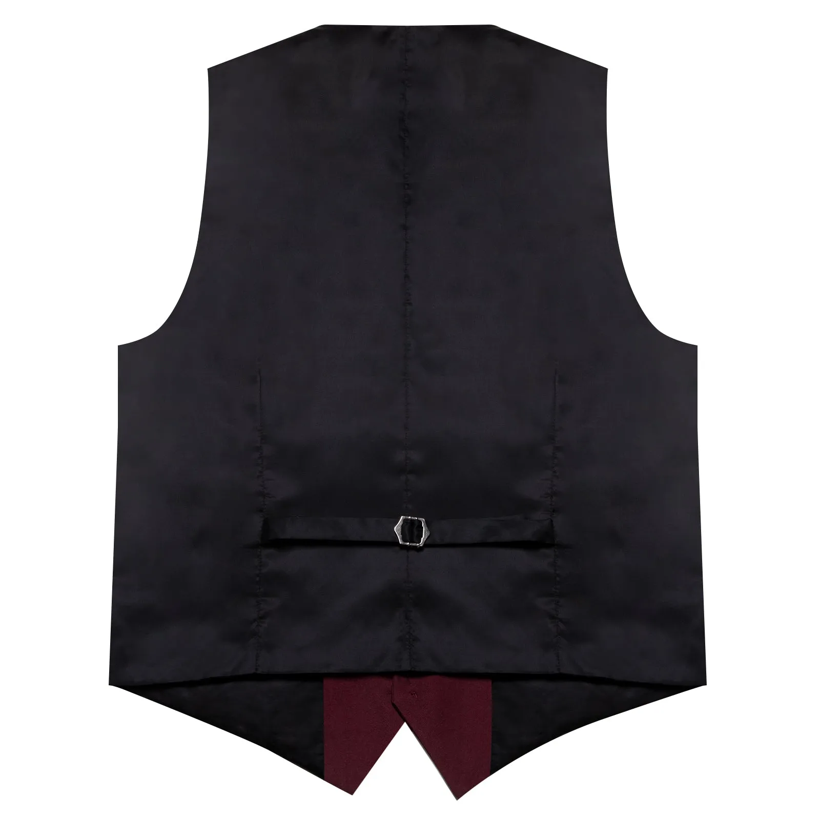 Burgundy Blue Solid Silk Men's Classic Vest with Two Pockets