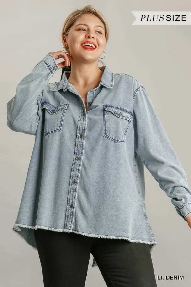 Button Down Light Denim Shacket