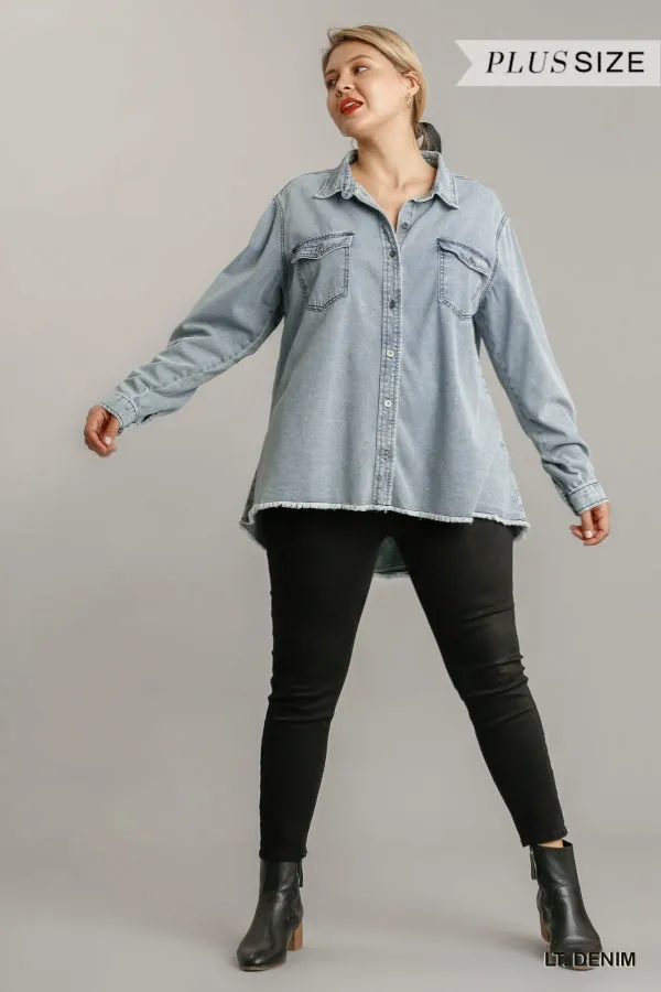 Button Down Light Denim Shacket