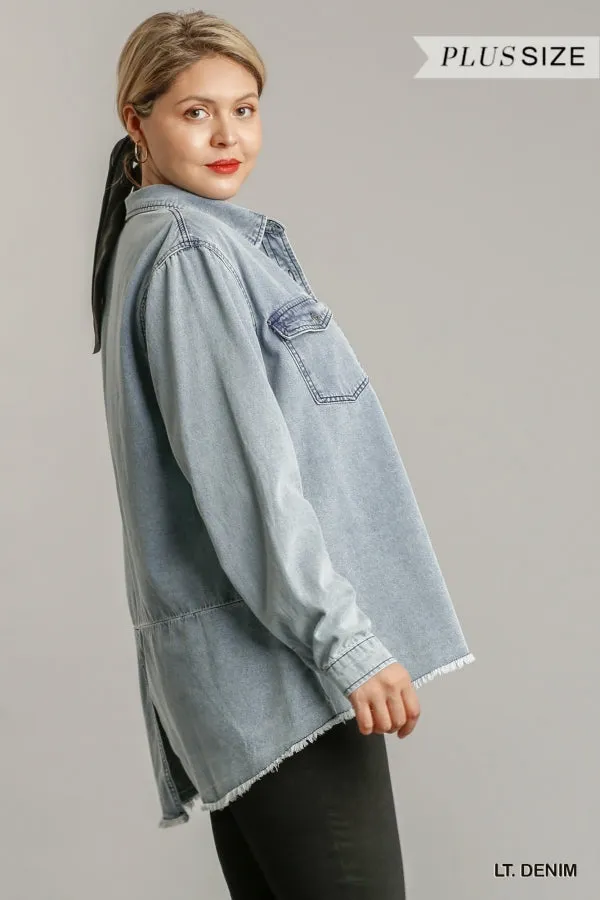 Button Down Light Denim Shacket