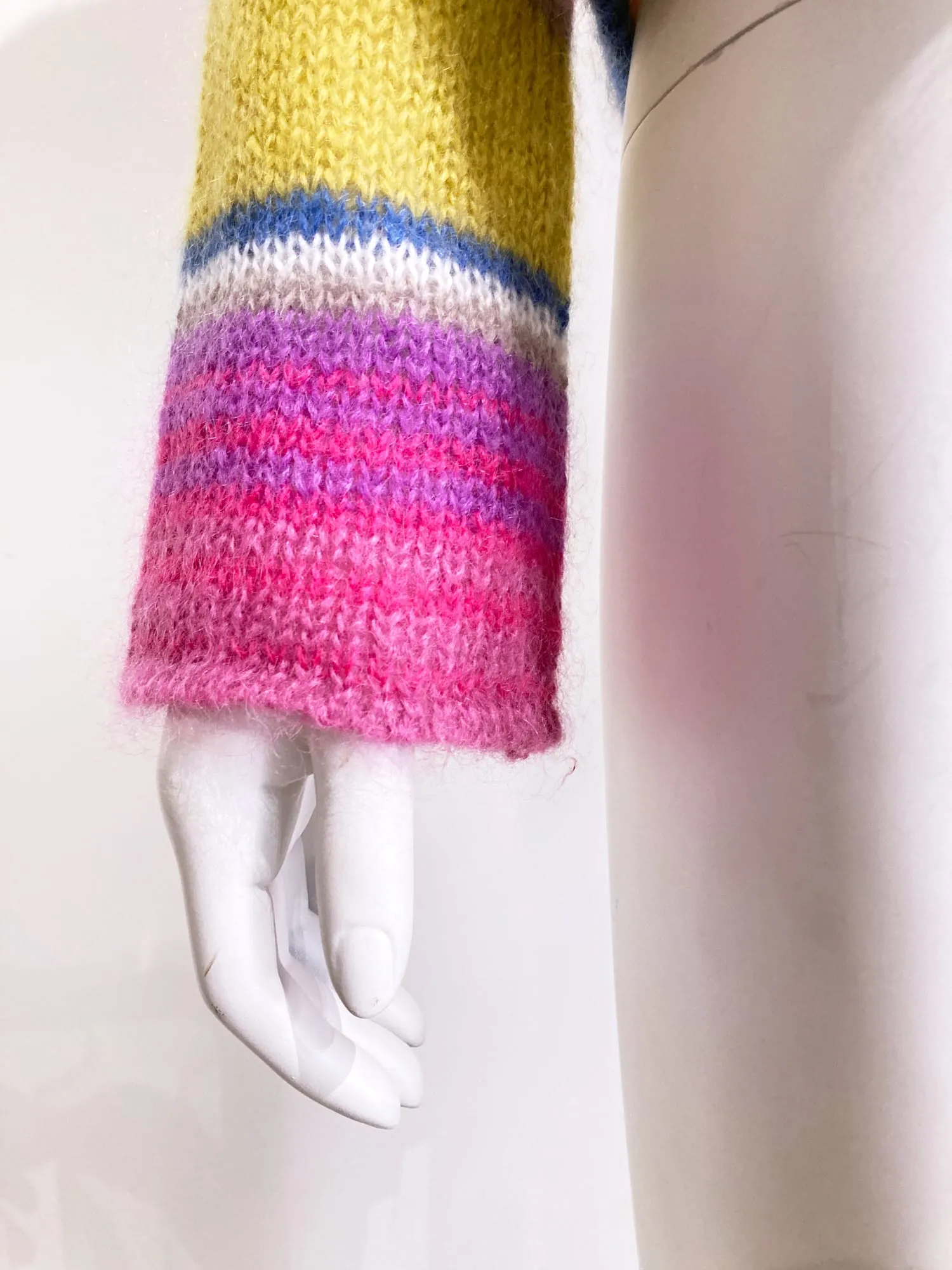 Byblos Blu 1990s multicolour striped mohair turtleneck jumper - sz 40